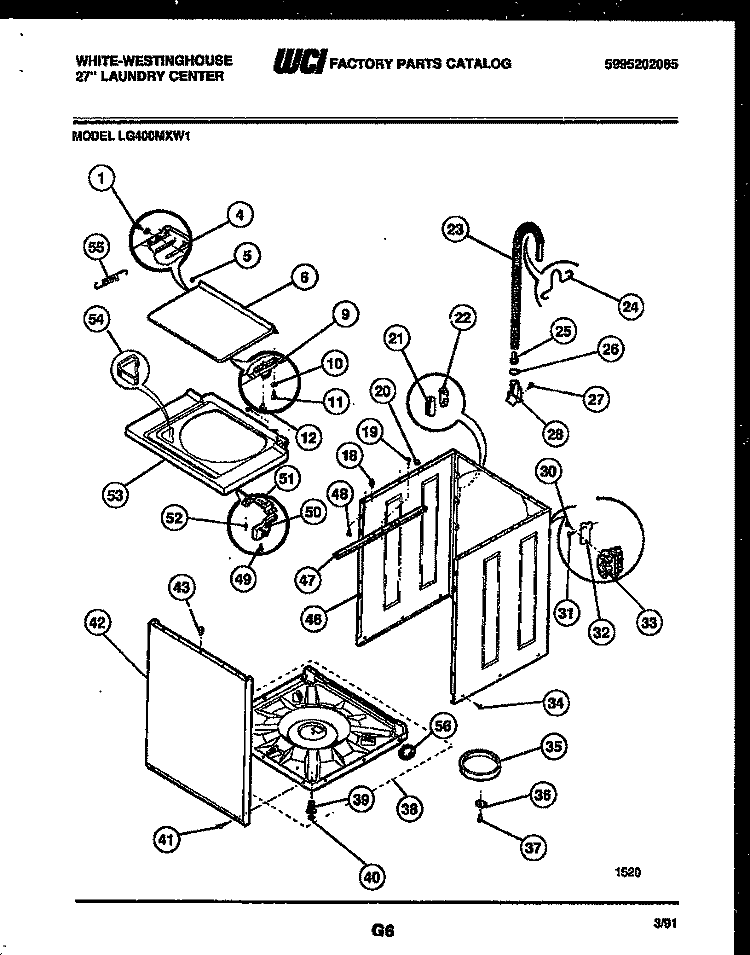 CABINET PARTS Diagram and Parts List for LG400MXD1  Frigidaire Washer Dryer Combo