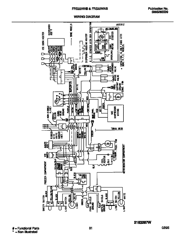 WIRING DIAGRAM Diagram and Parts List for FRS22WNBD1  Frigidaire Refrigerator