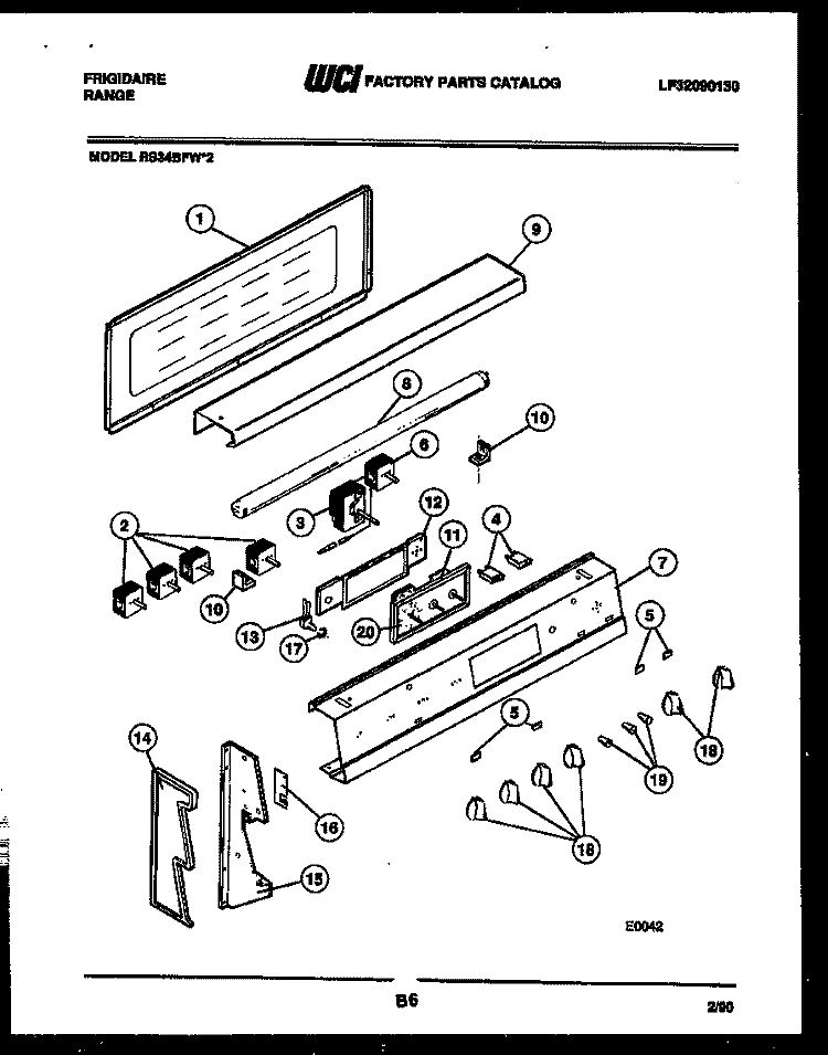 BACKGUARD Diagram and Parts List for RS34BFW2  Frigidaire Range