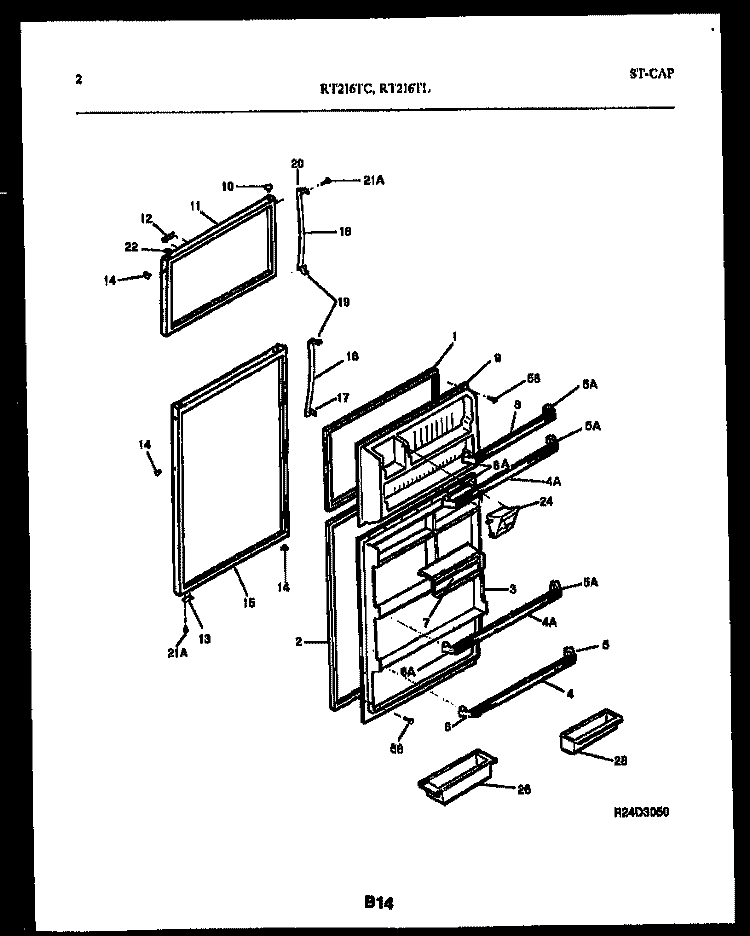 DOOR PARTS Diagram and Parts List for RT216TLD0  Frigidaire Refrigerator