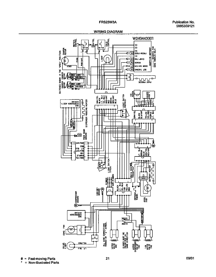WIRING DIAGRAM Diagram and Parts List for FRS23W3AW2  Frigidaire Refrigerator