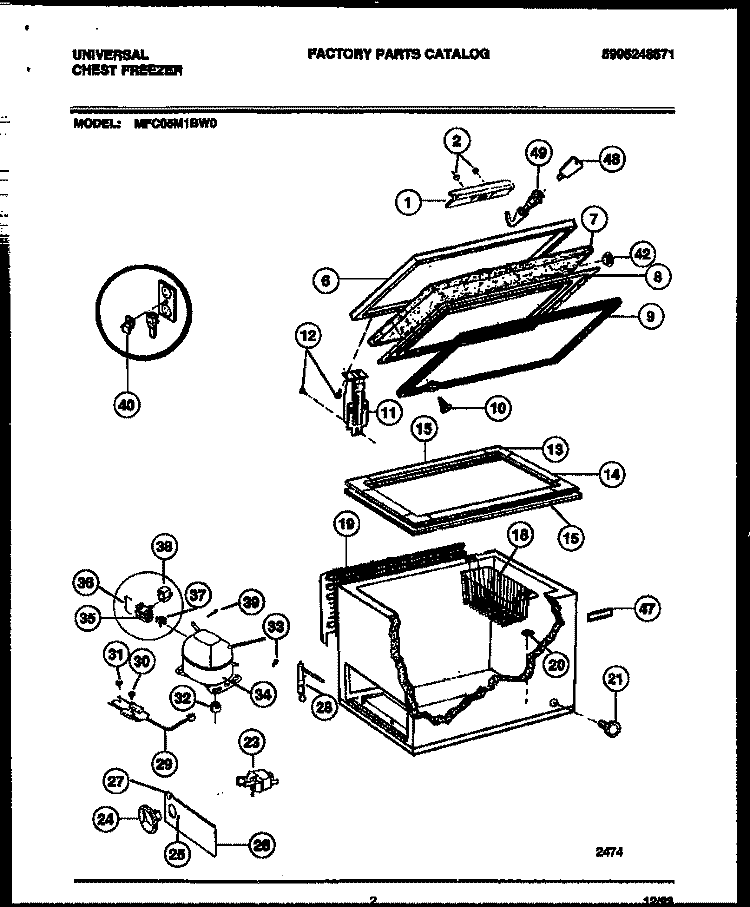 CHEST FREEZER PARTS Diagram and Parts List for MFC05M1BW0  Frigidaire Freezer