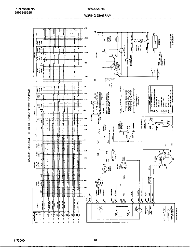 WIRING DIAGRAM Diagram and Parts List for WWX223REW1  Frigidaire Washer