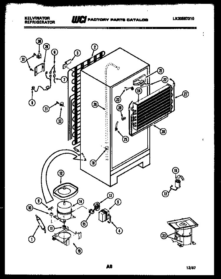 SYSTEM AND AUTOMATIC DEFROST PARTS Diagram and Parts List for TMK206EN0D  Kelvinator Refrigerator