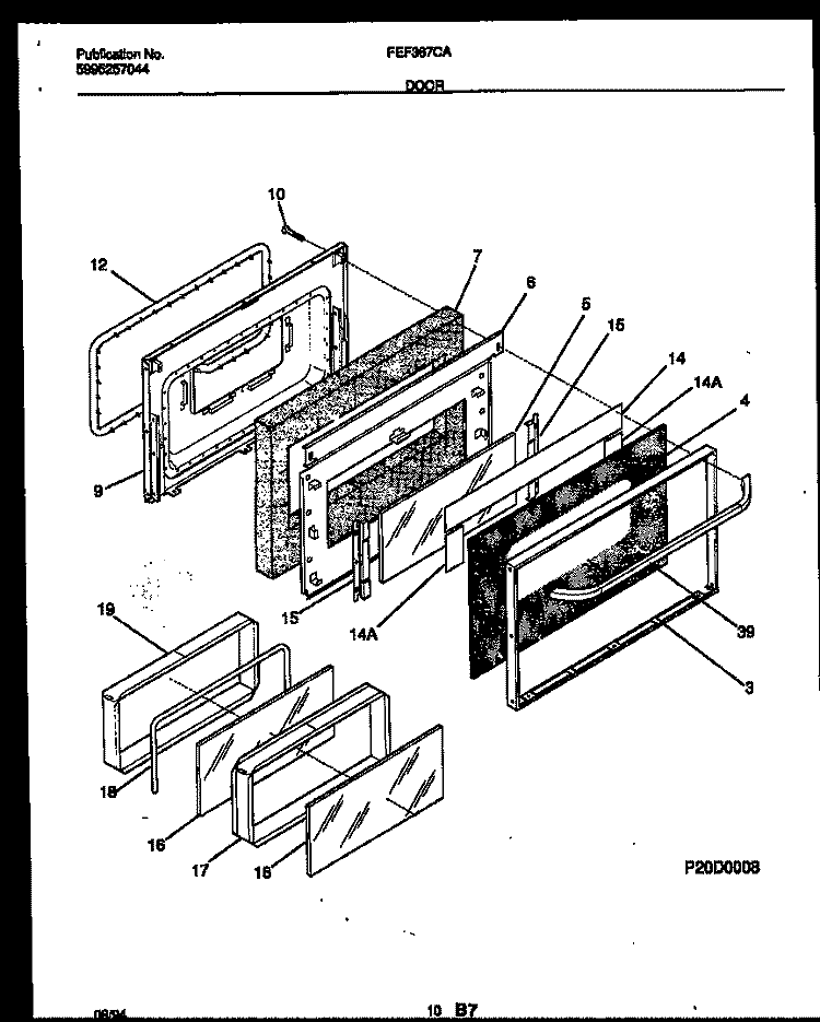DOOR PARTS Diagram and Parts List for FEF367CASB  Frigidaire Range