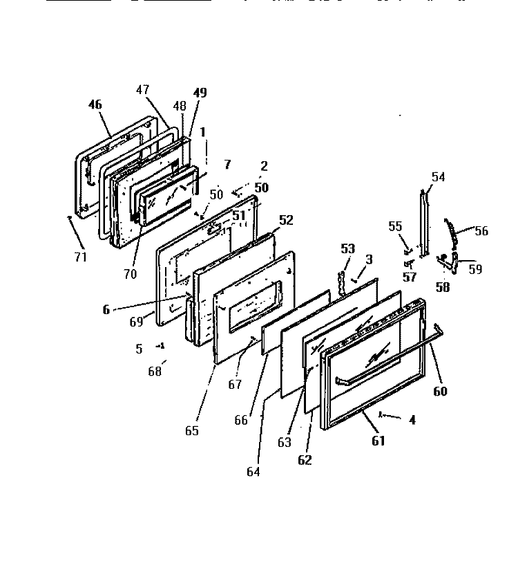 UPPER OVEN DOOR Diagram and Parts List for KB883GDMO  Frigidaire Wall Oven