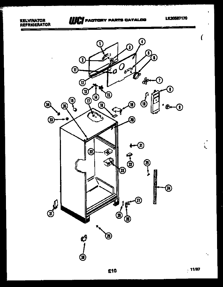 CABINET PARTS Diagram and Parts List for TMK180EN0D  Kelvinator Refrigerator