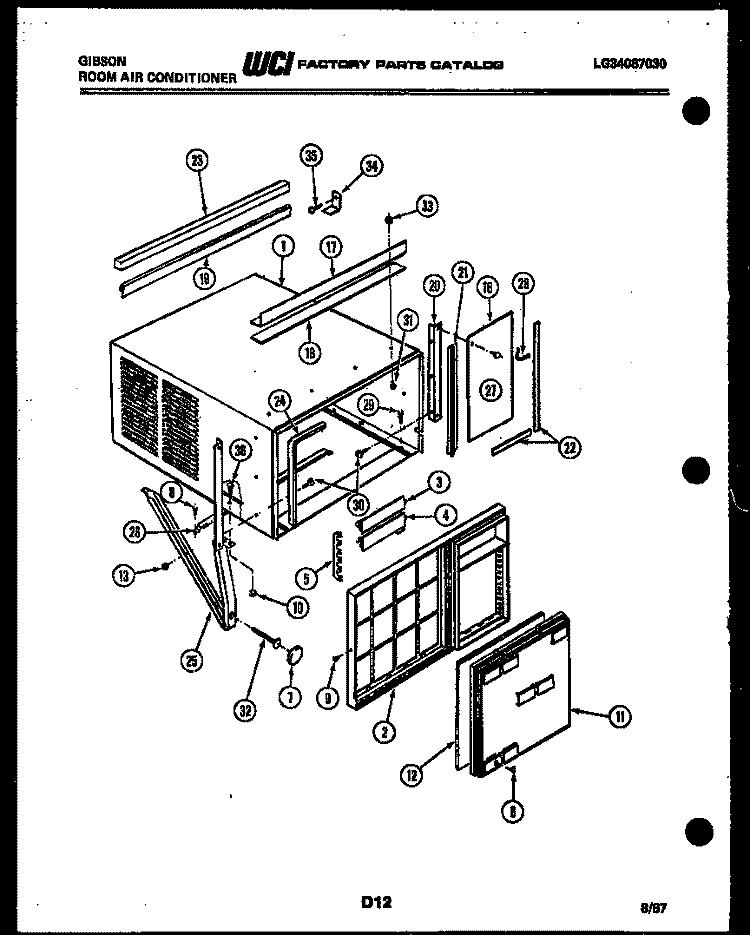 CABINET PARTS Diagram and Parts List for AG28E6RTBA  Gibson Air Conditioner