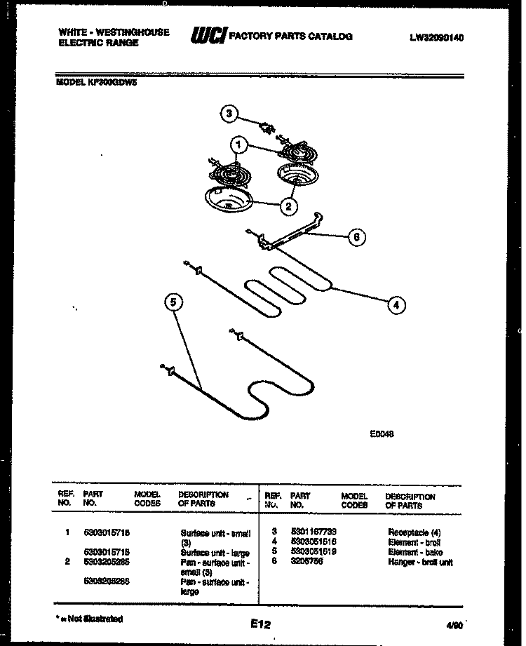 BROILER PARTS Diagram and Parts List for KF300GDD5  Frigidaire Range