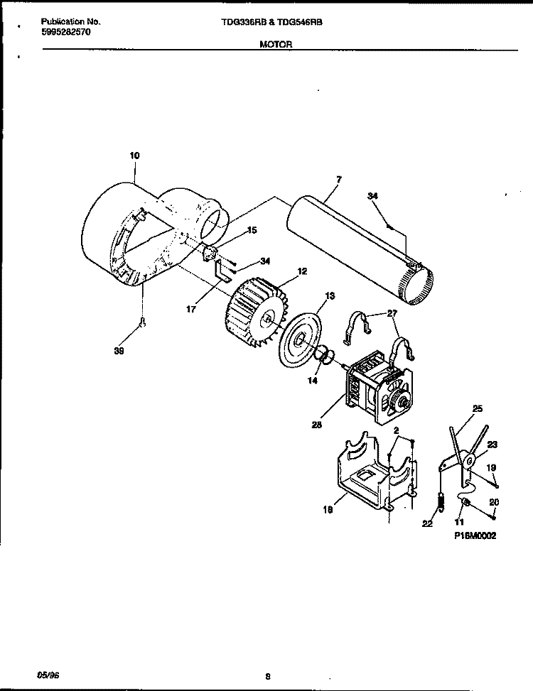 MOTOR Diagram and Parts List for TDG546RBD2  Tappan Dryer