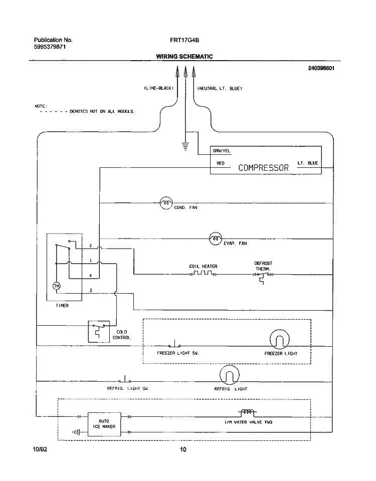 WIRING SCHEMATIC Diagram and Parts List for FRT17G4BQ1  Frigidaire Refrigerator