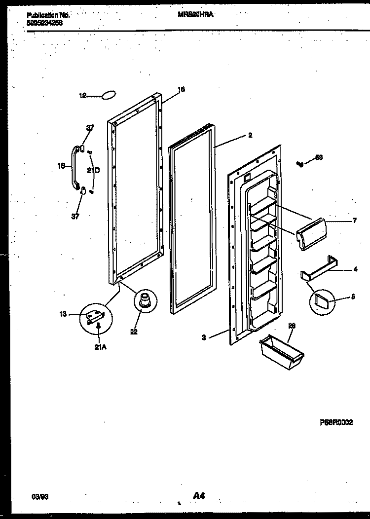 REFRIGERATOR DOOR PARTS Diagram and Parts List for MRS20HRAD1  Uni Refrigerator
