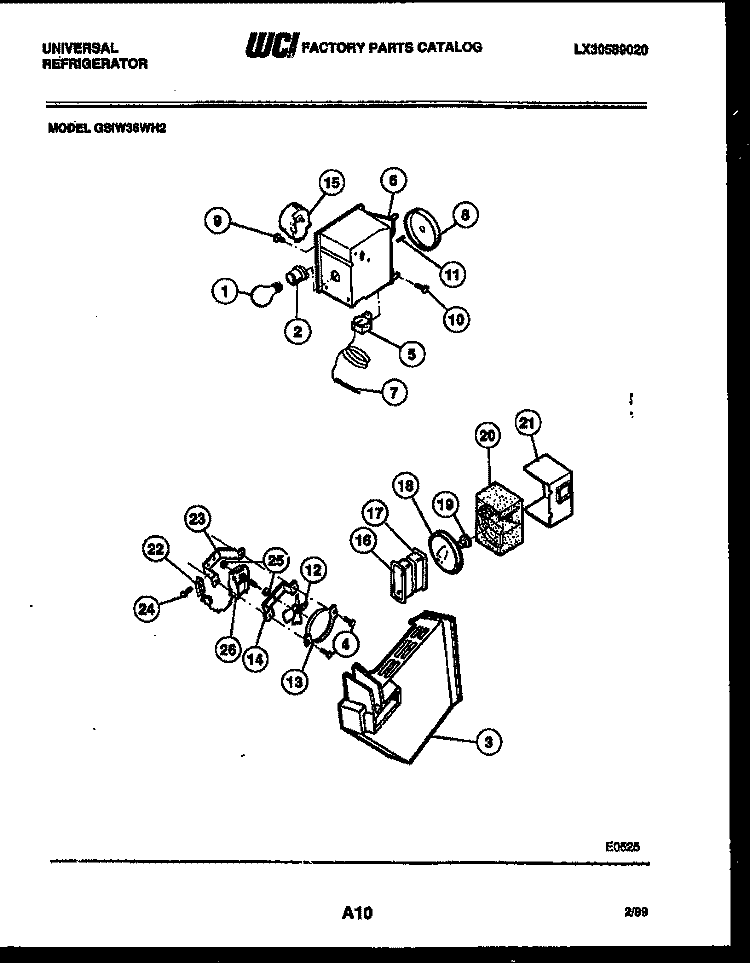 REFRIGERATOR CONTROL ASSEMBLY, DAMP Diagram and Parts List for GSIW36CH2  Frigidaire Refrigerator