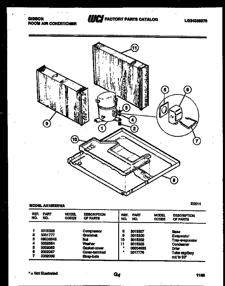 SYSTEM PARTS Diagram and Parts List for AK18E2RWA  Gibson Air Conditioner