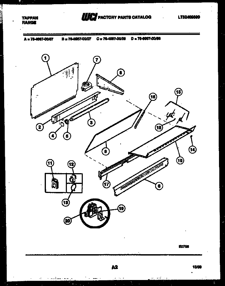 SPLASHER CONTROL Diagram and Parts List for 76-4967-00-07  Tappan Microwave Oven Combo