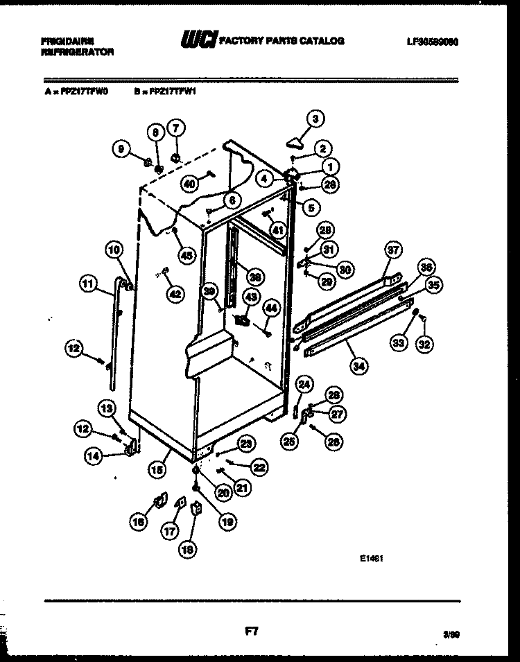 CABINET PARTS Diagram and Parts List for FPZ17TFH1  Frigidaire Refrigerator