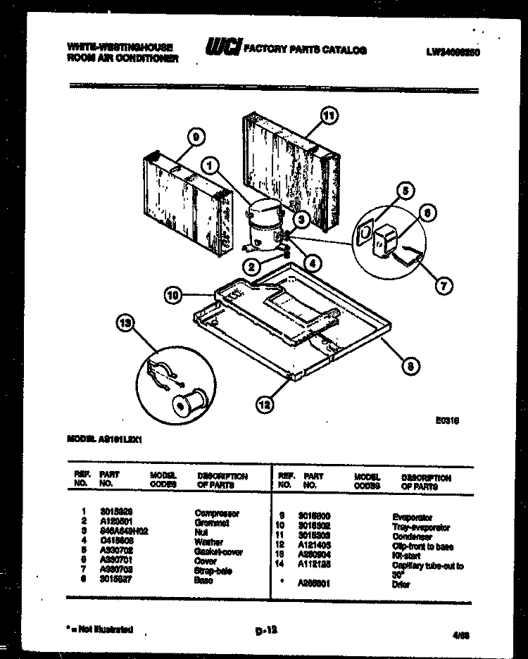 SYSTEM PARTS Diagram and Parts List for AS181L2X1  Frigidaire Air Conditioner