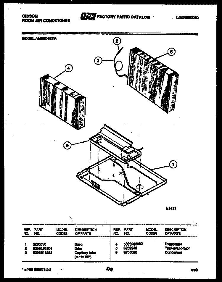 UNIT PARTS Diagram and Parts List for AM09C4EYA  Gibson Air Conditioner
