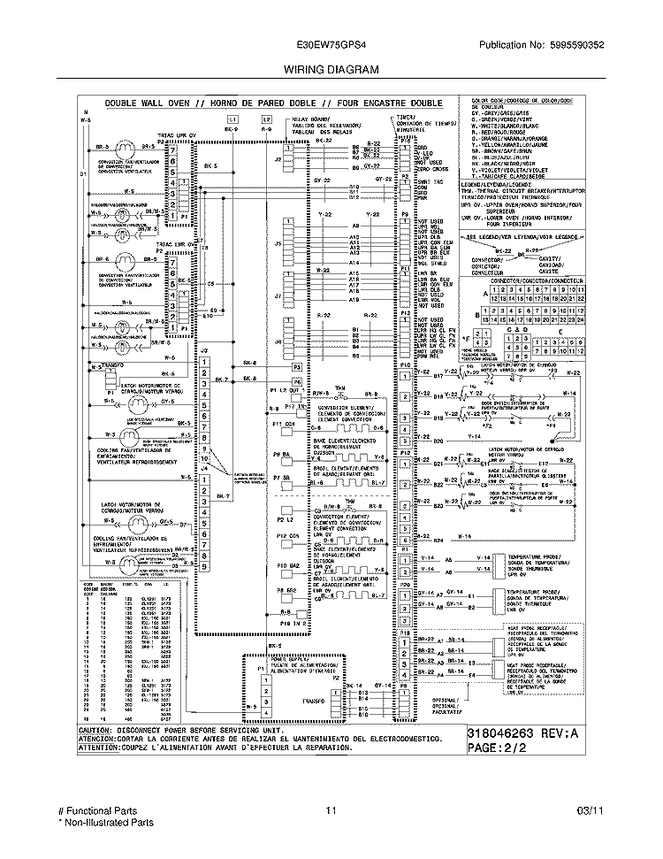 WIRING DIAGRAM Diagram and Parts List for E30EW75GPS4  Electrolux Wall Oven