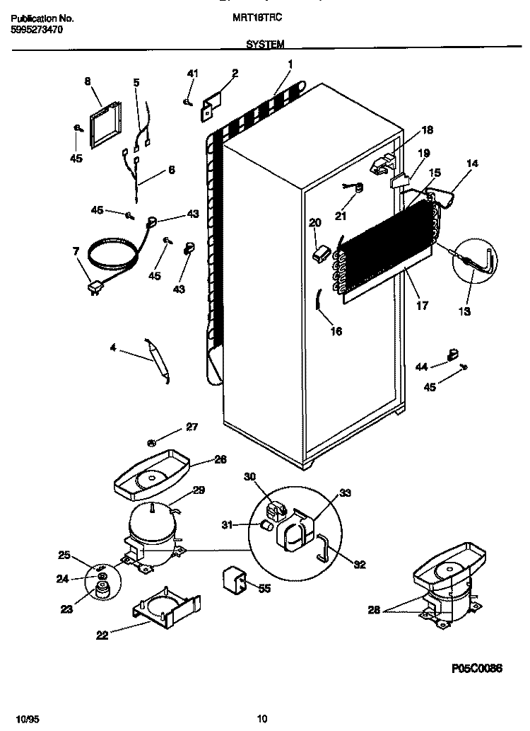 SYSTEM Diagram and Parts List for MRT18TRCD1  Frigidaire Refrigerator