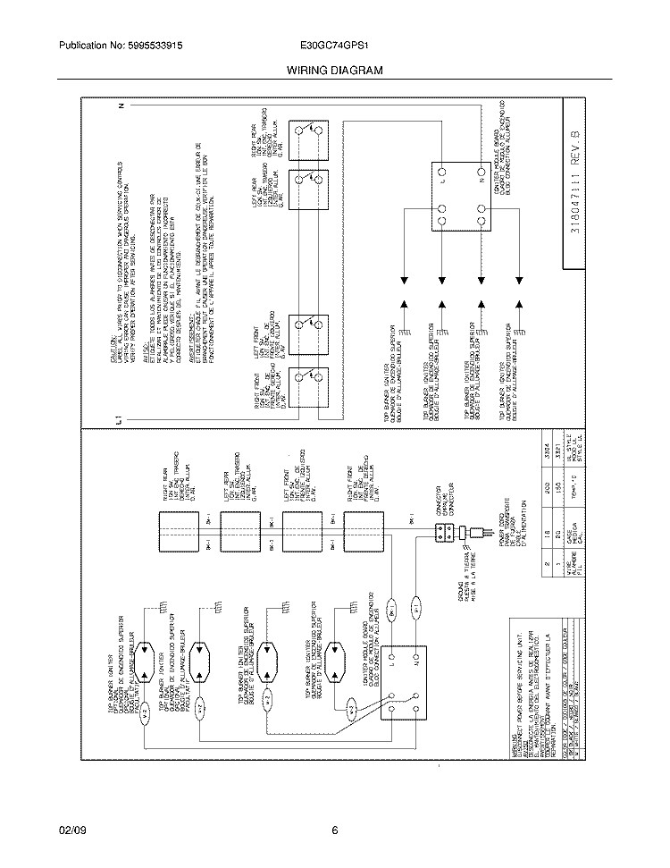 WIRING DIAGRAM Diagram and Parts List for E30GC74GPS1  Electrolux Cooktop