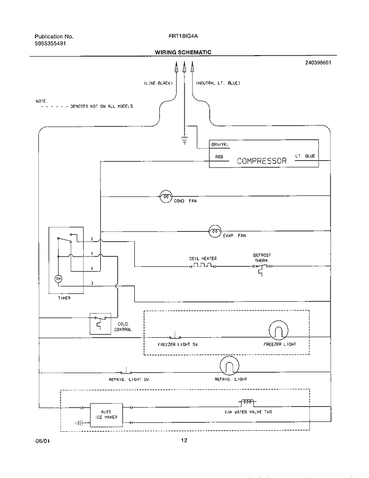 WIRING SCHEMATIC Diagram and Parts List for FRT18IG4AT0  Frigidaire Refrigerator