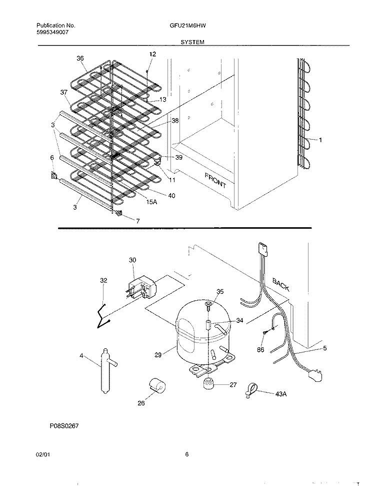 SYSTEM Diagram and Parts List for GFU21M6HW2  Gibson Freezer