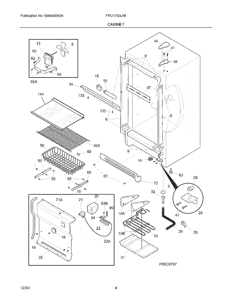 CABINET Diagram and Parts List for FRU17G4JW9  Frigidaire Refrigerator