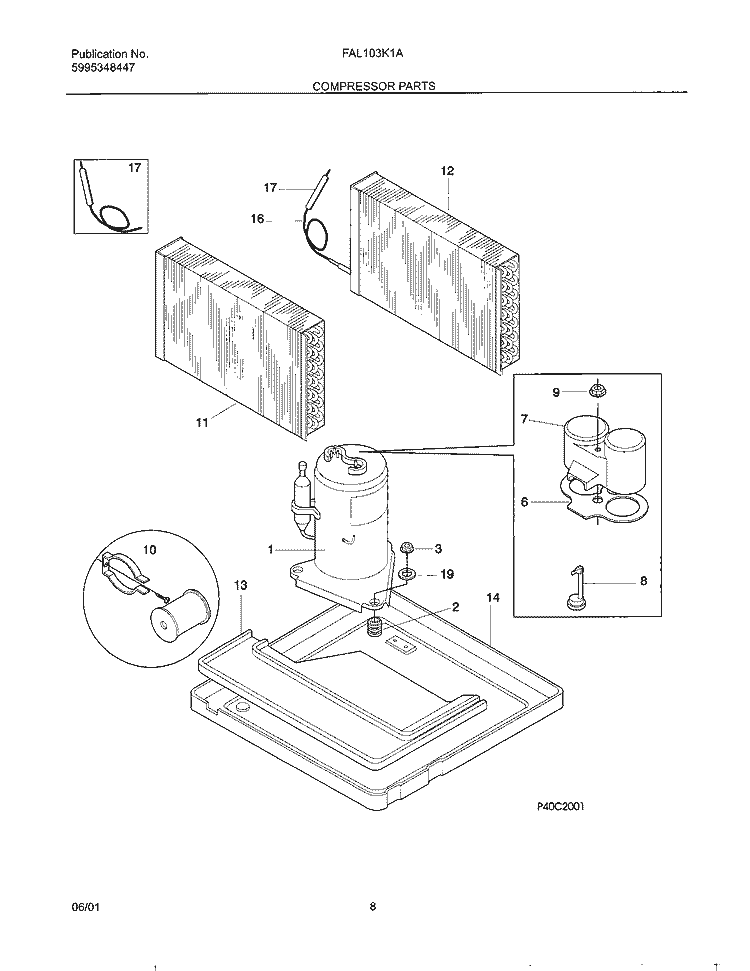 SYSTEM Diagram and Parts List for FAL103K1A1  Frigidaire Air Conditioner
