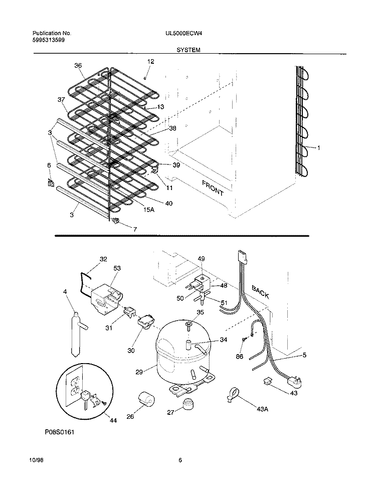 SYSTEM Diagram and Parts List for UL5000ECW4  Frigidaire Freezer