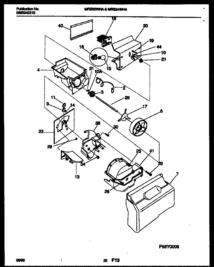 ICE DISPENSER Diagram and Parts List for MRS24WHAD0  Frigidaire Refrigerator