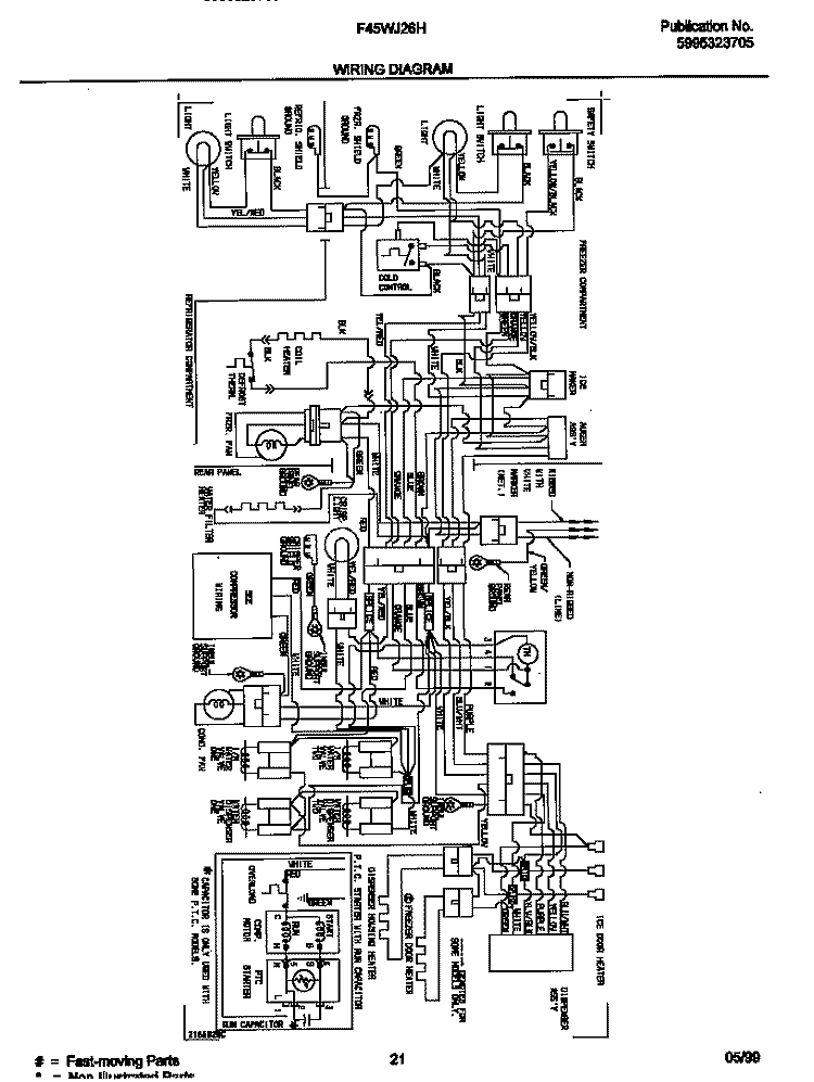 WIRING DIAGRAM Diagram and Parts List for F45WJ26HW1  Frigidaire Refrigerator