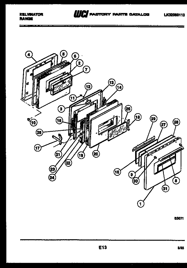 DOOR PARTS Diagram and Parts List for REP306CV2  Kelvinator Range