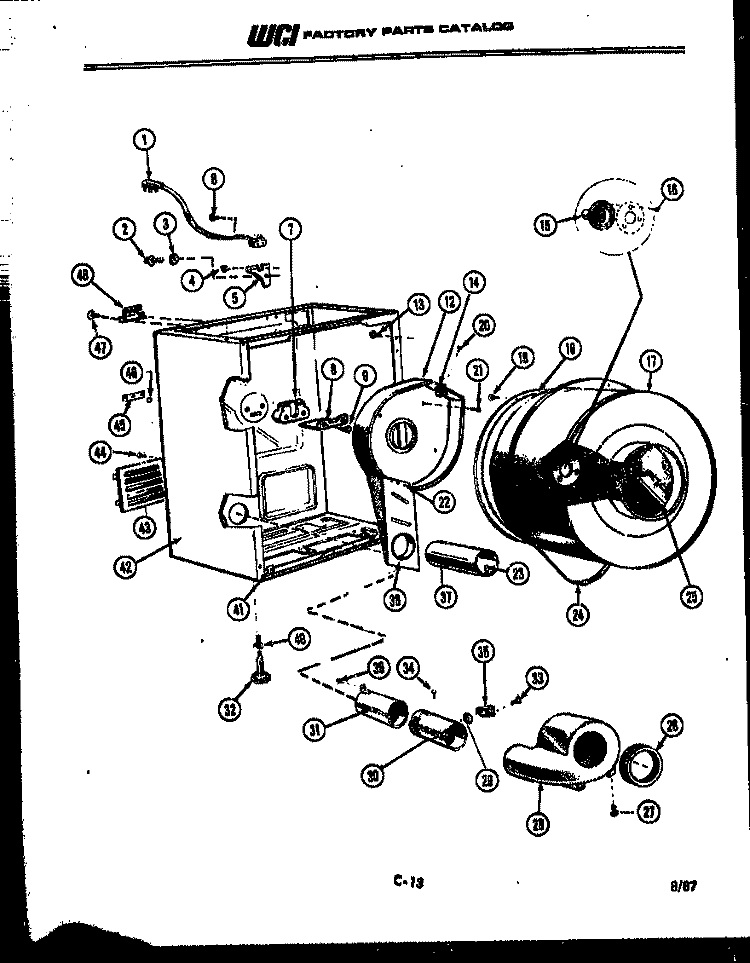 CABINET AND COMPONENT PARTS Diagram and Parts List for 49-2827-23-01  Tappan Dryer