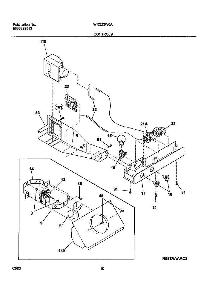 CONTROLS Diagram and Parts List for WRS23W0AW6  Westinghouse Refrigerator