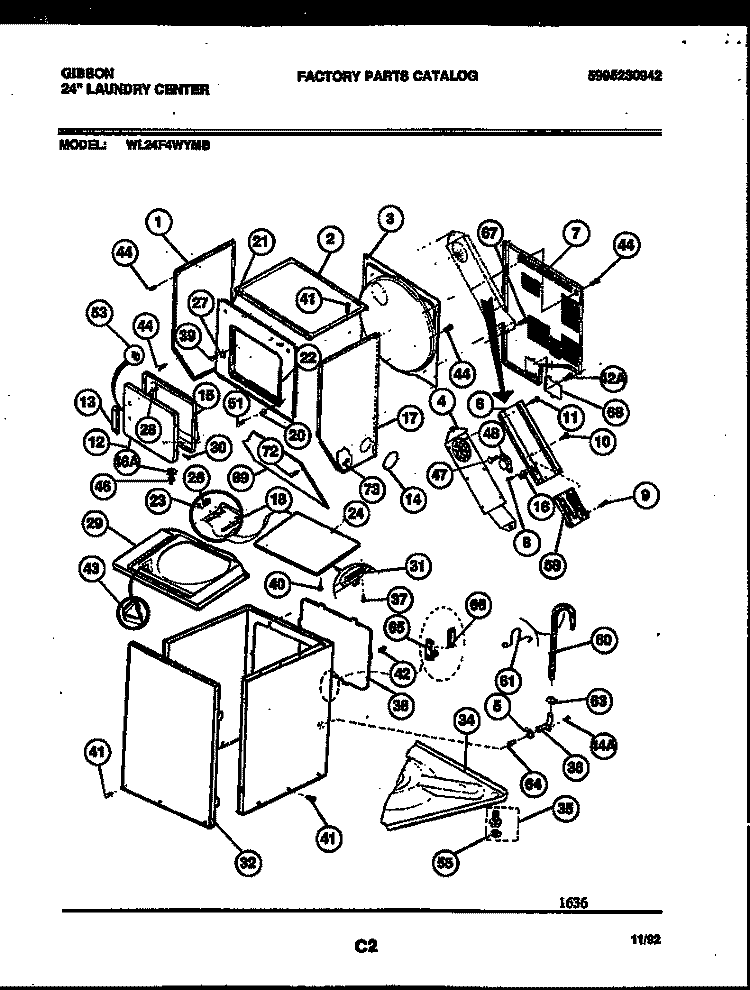 CABINET PARTS Diagram and Parts List for WL24F4WYMB  Gibson Washer