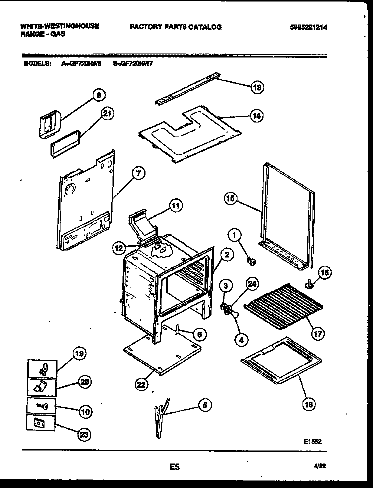 BODY PARTS Diagram and Parts List for GF720NW6  Frigidaire Range