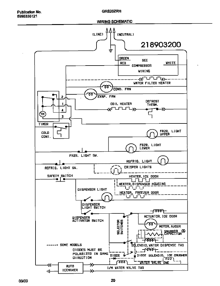 WIRING DIAGRAM Diagram and Parts List for GRS20ZRHW4  Gibson Refrigerator