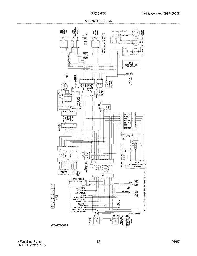 WIRING DIAGRAM Diagram and Parts List for FRS23KF6EM5  Frigidaire Refrigerator