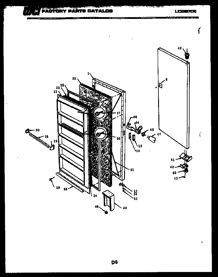 DOOR PARTS Diagram and Parts List for UFP160DM1W  Kelvinator Freezer