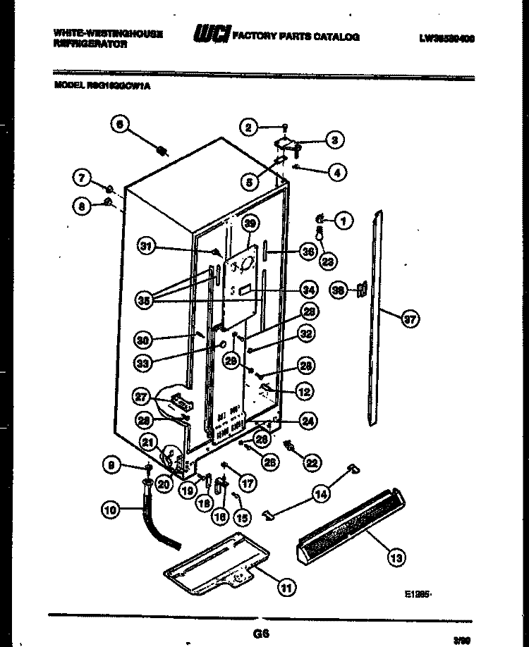 CABINET PARTS Diagram and Parts List for RSG192GCH1A  Frigidaire Refrigerator