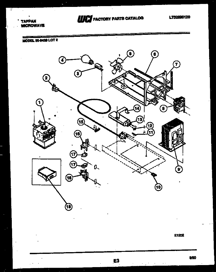 POWER CONTROL Diagram and Parts List for 56-9439-10-02  Tappan Microwave