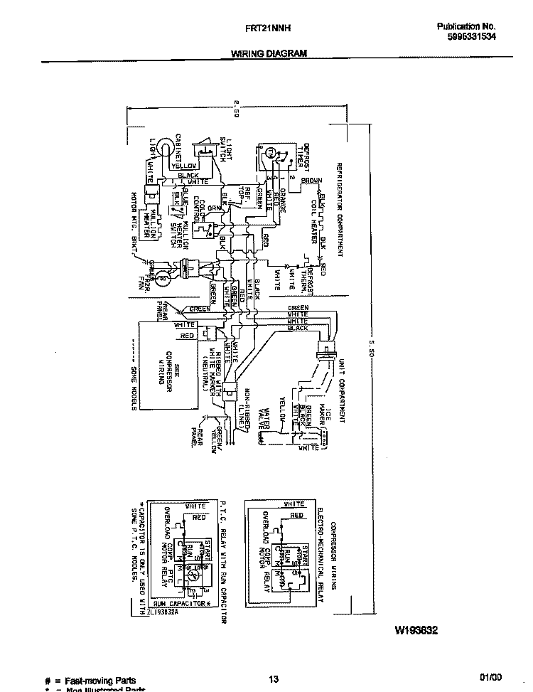 WIRING DIAGRAM Diagram and Parts List for FRT21NNHB2  Frigidaire Refrigerator