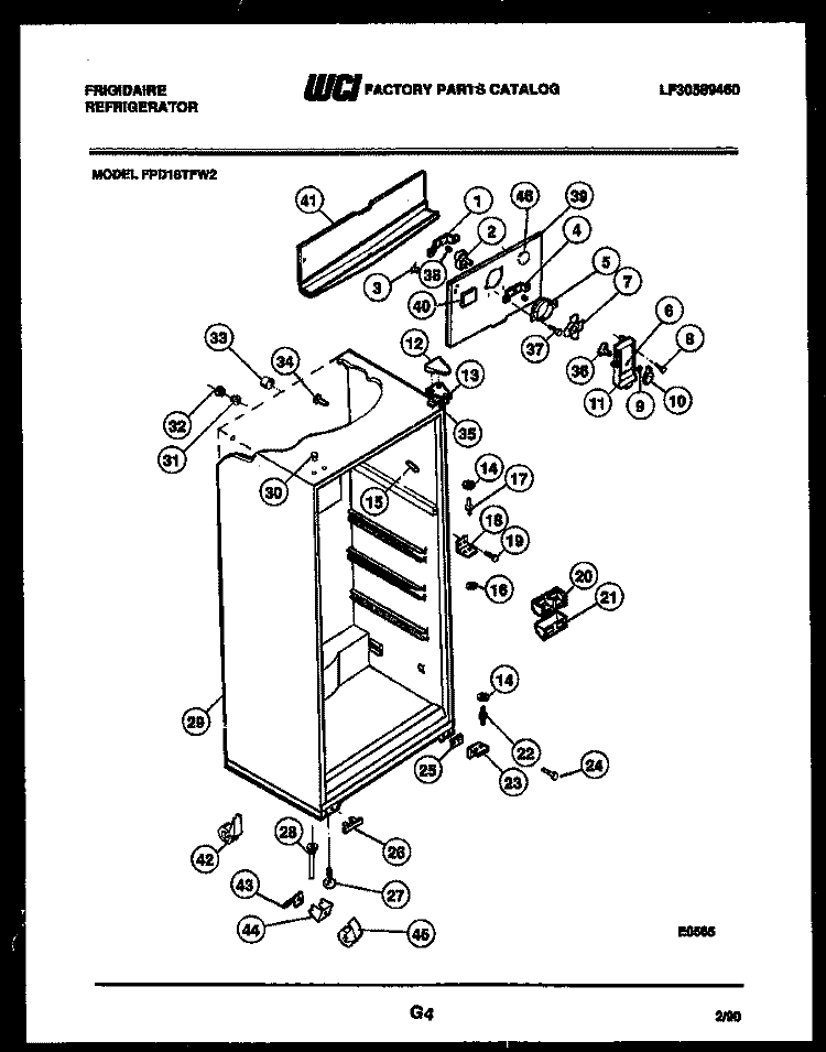 CABINET PARTS Diagram and Parts List for FPD18TFW2  Frigidaire Refrigerator