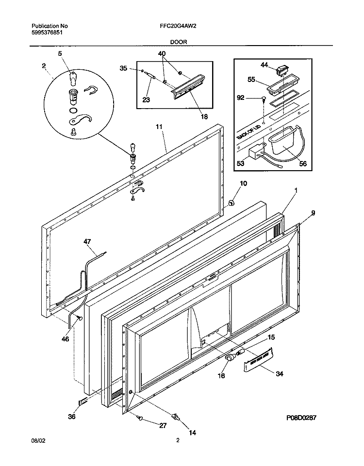 DOOR Diagram and Parts List for FFC20G4AW2  Frigidaire Freezer
