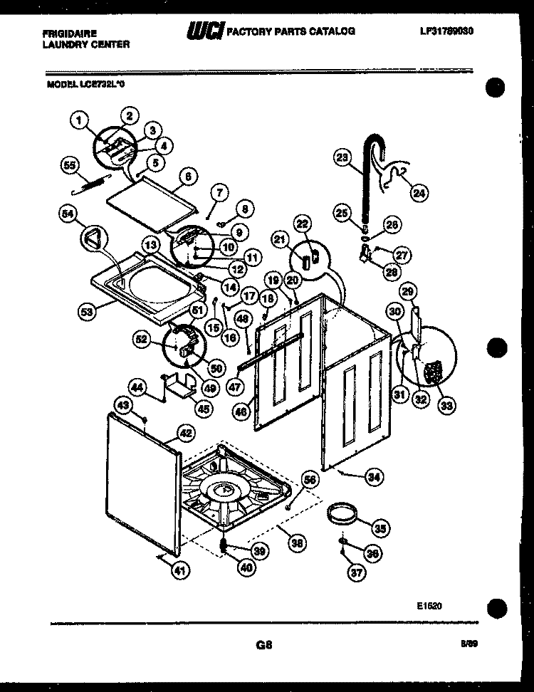 CABINET PARTS Diagram and Parts List for LCE732LL0  Frigidaire Washer Dryer Combo