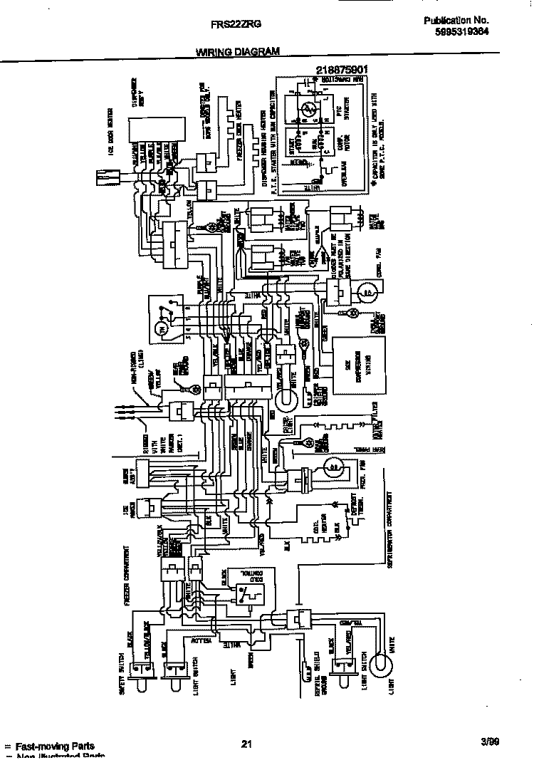 WIRING DIAGRAM Diagram and Parts List for FRS22ZRGB3  Frigidaire Refrigerator