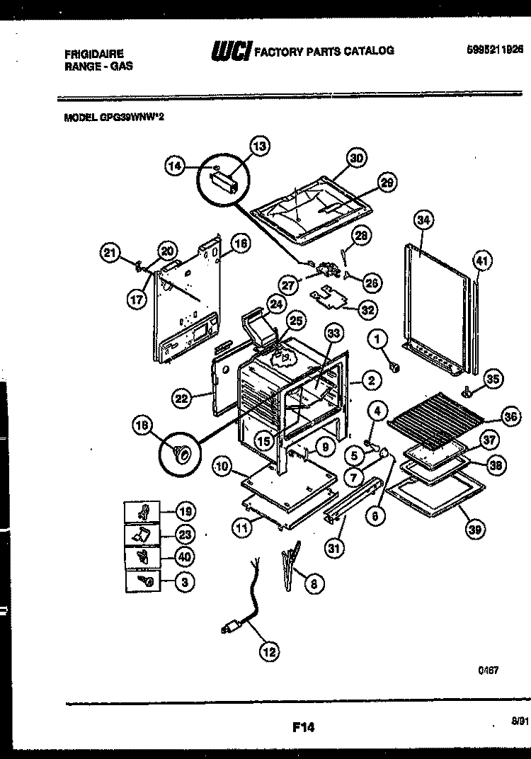 BODY PARTS Diagram and Parts List for GPG39WNW2  Frigidaire Range