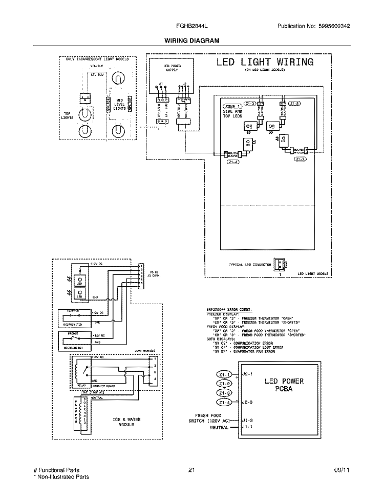 WIRING DIAGRAM Diagram and Parts List for FGHB2844LE7  Frigidaire Refrigerator