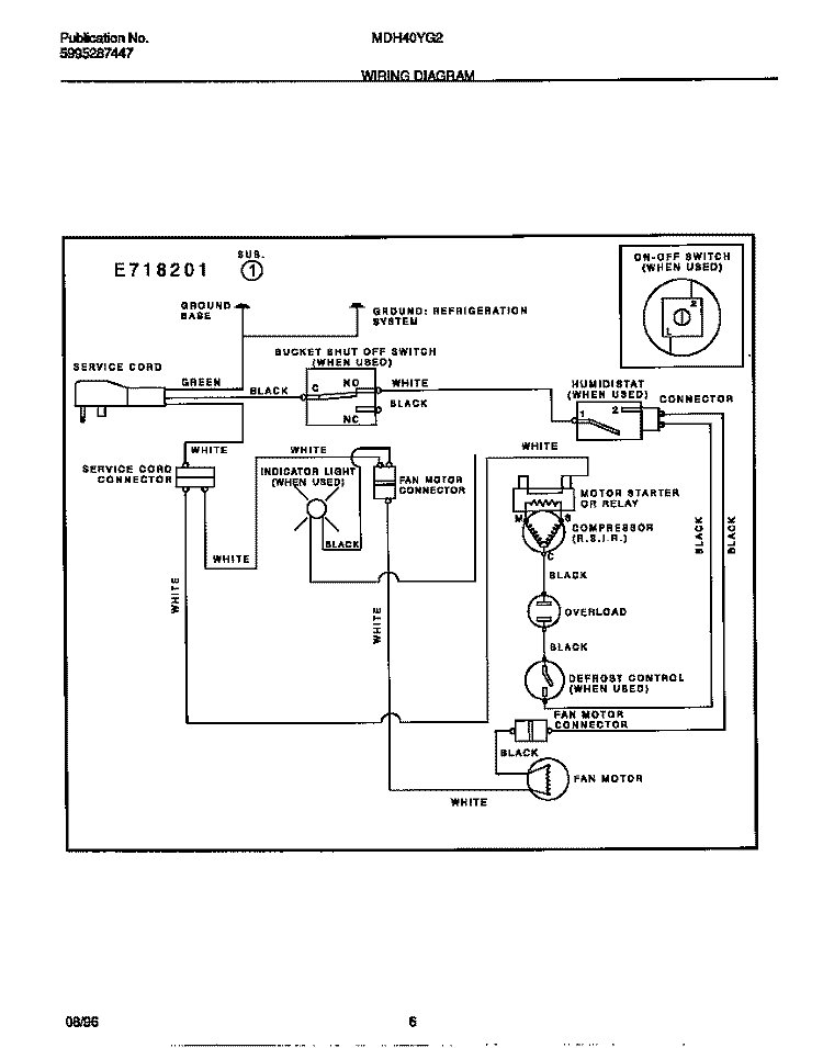 WIRING DIAGRAM Diagram and Parts List for MDH40YG2  Gibson Dehumidifier